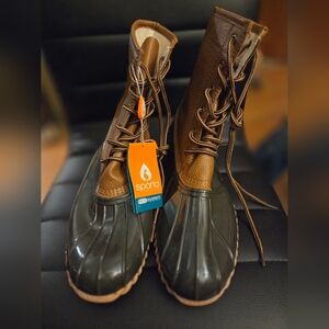 Sporto Brown and Black Duck Boots, Size 10